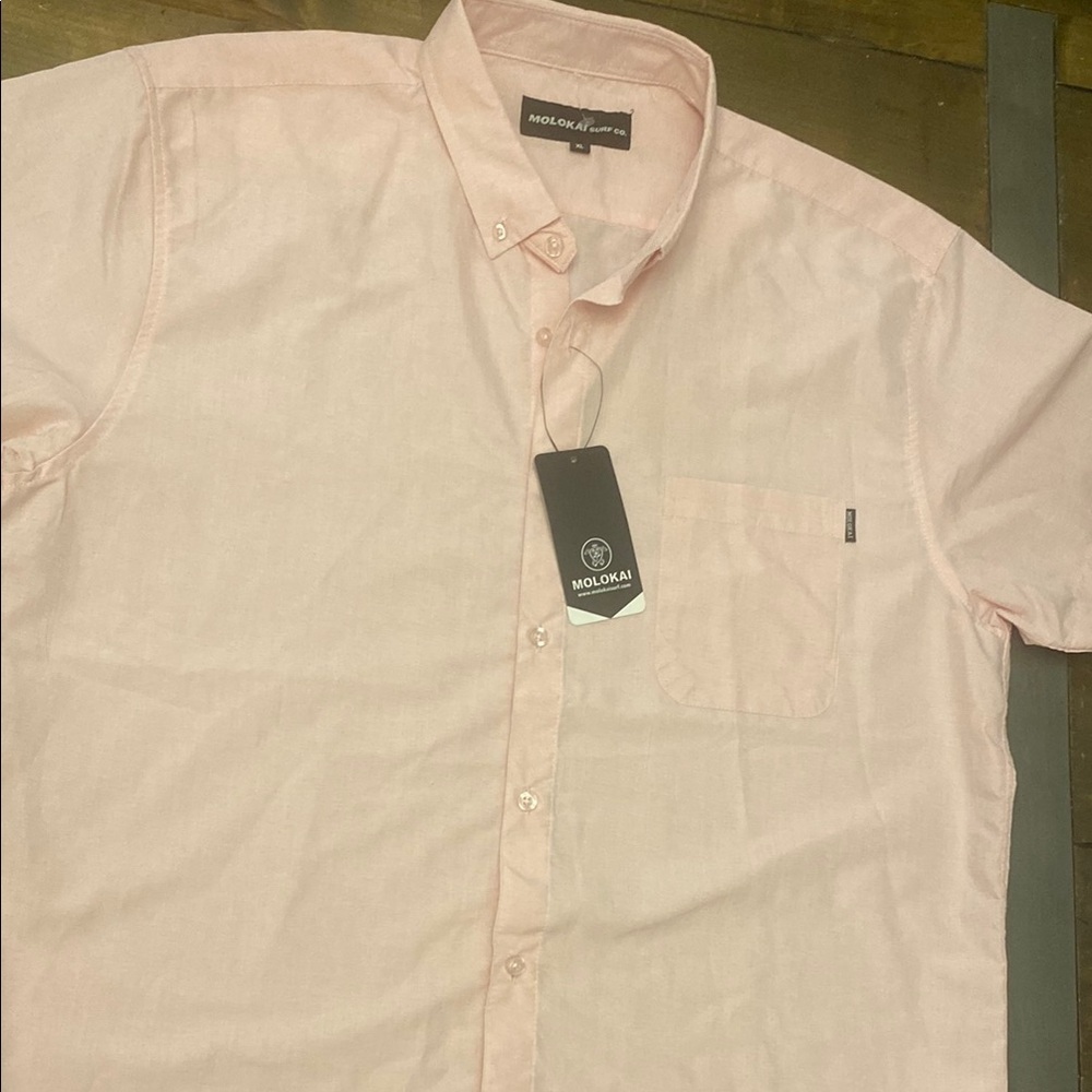 Lokai Men's light Pink button‎ up short sleeve casual new with tags size XL